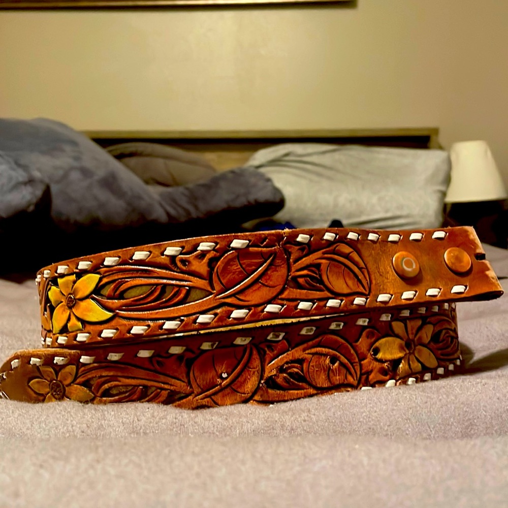 Hand Made Leather Belt, buckstitched